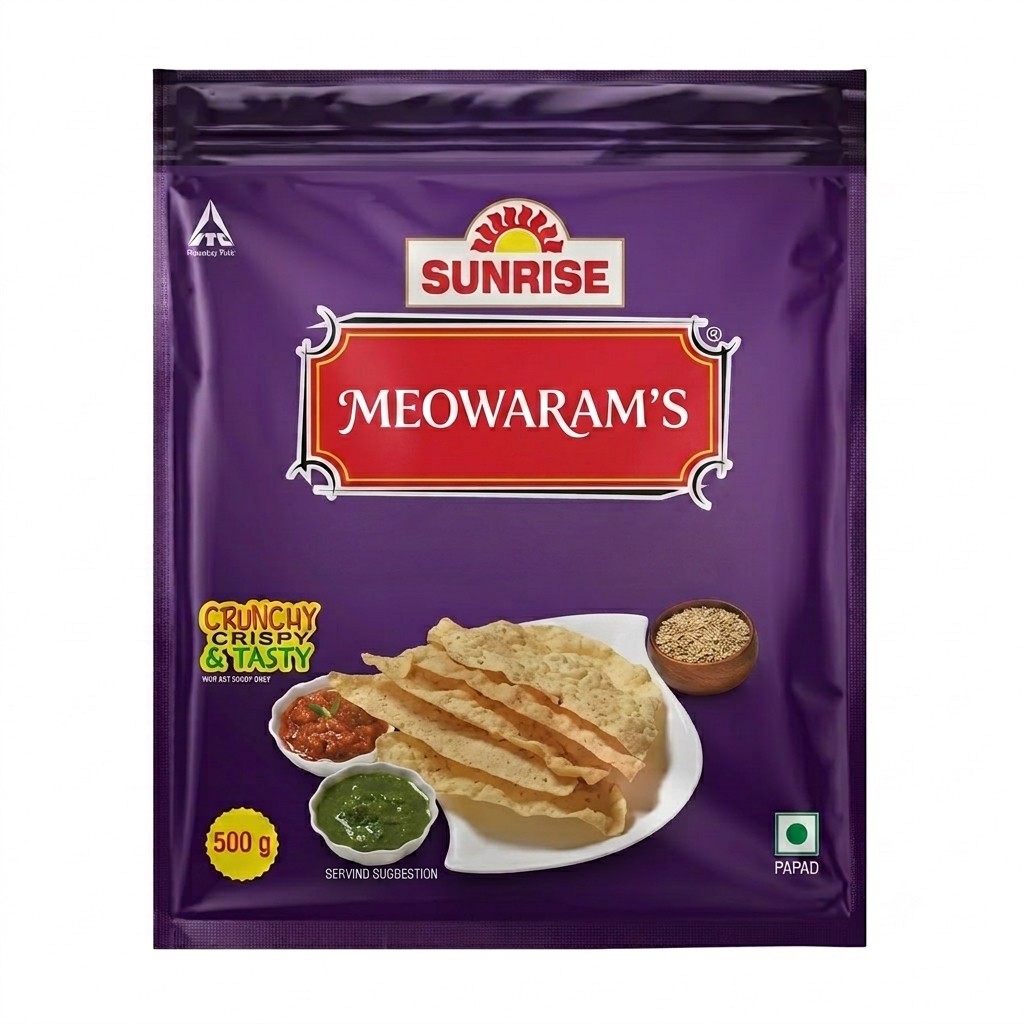 SUNRISE PAPAD 500GM MEOWARAM BRAND MRP